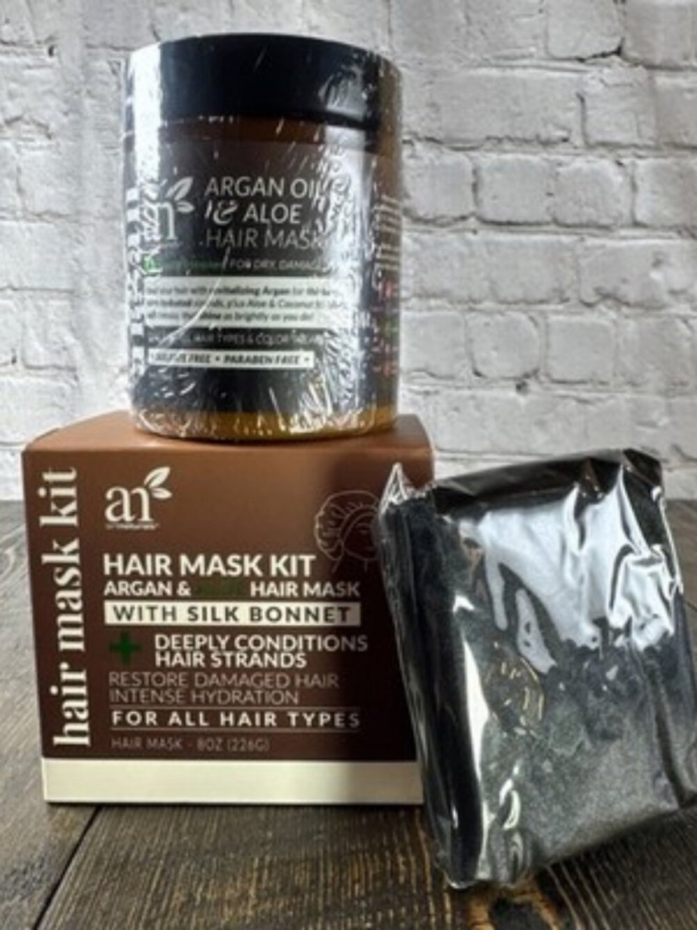 Art Naturals Hair Mask Kit Argan & Aloe Deep Conditioning Restore - Silk Bonnet